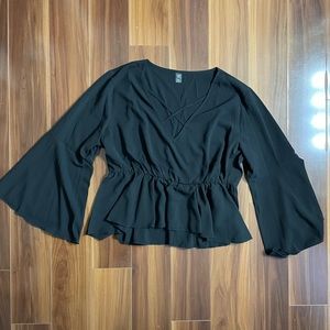 Flowy plus size Black womens blouse